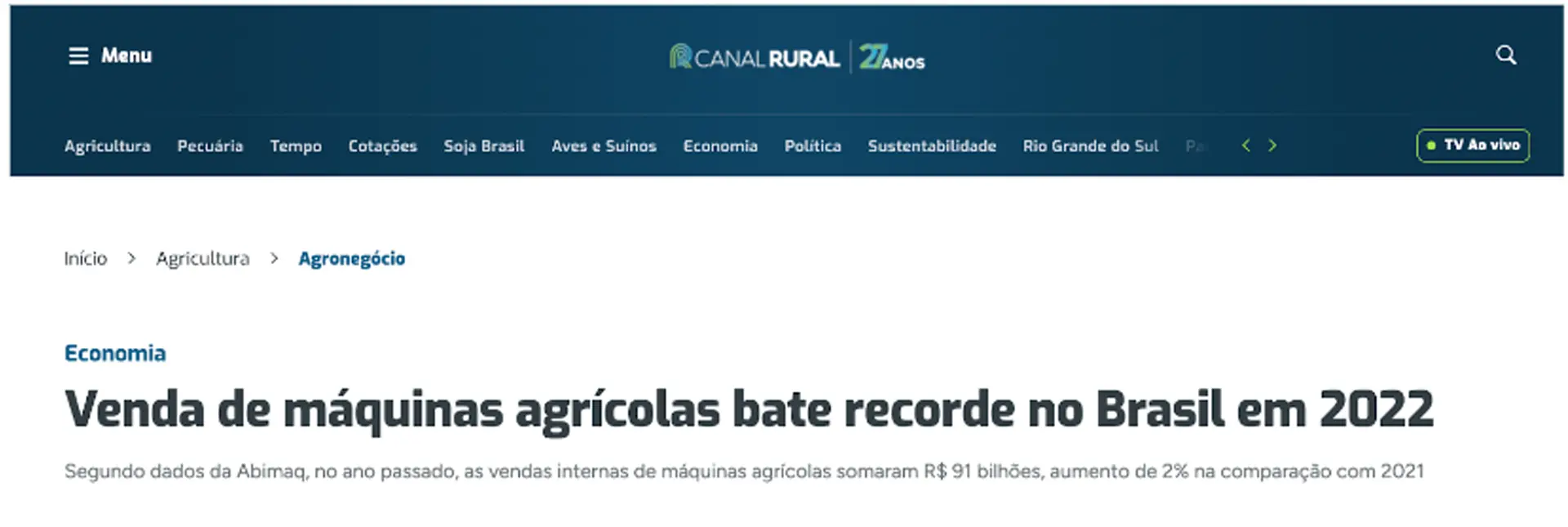 Reportagem canal rural